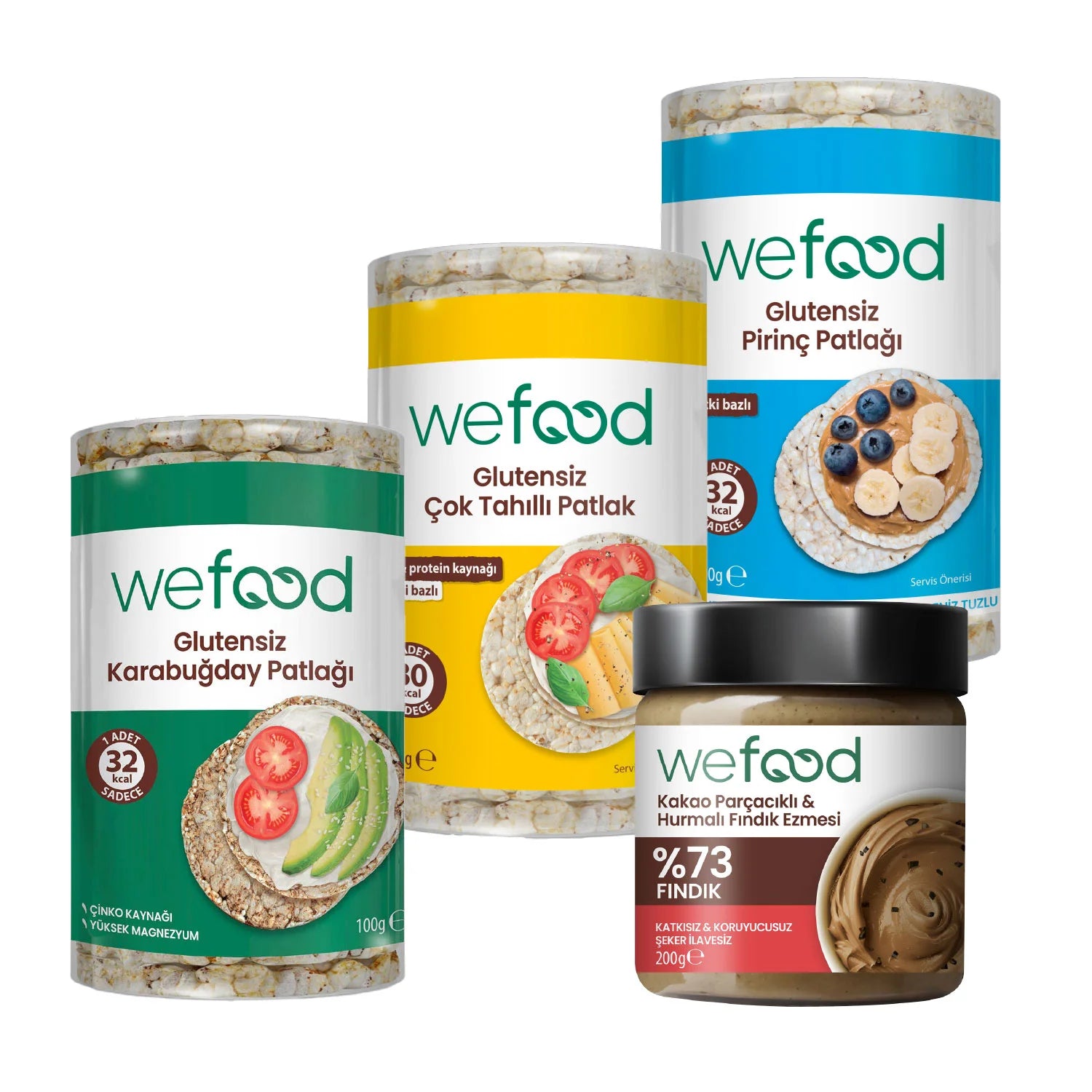 Wefood Kakao Parçacıklı Fındık Ezmesi 200 gr + Wefood Patlak Deneme Paketi